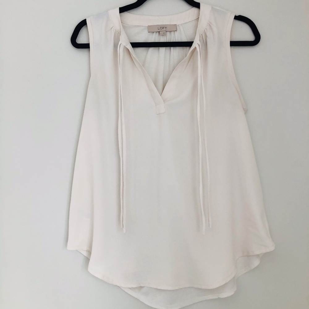 white tie neck top / size s